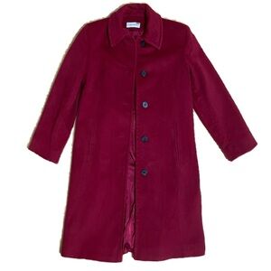 Calvin Klein Burgundy Red 100% Merino Wool Jacket Coat